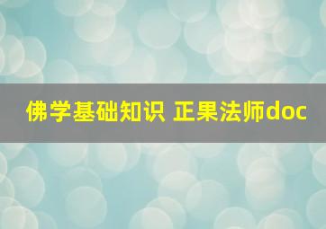 佛学基础知识 正果法师doc